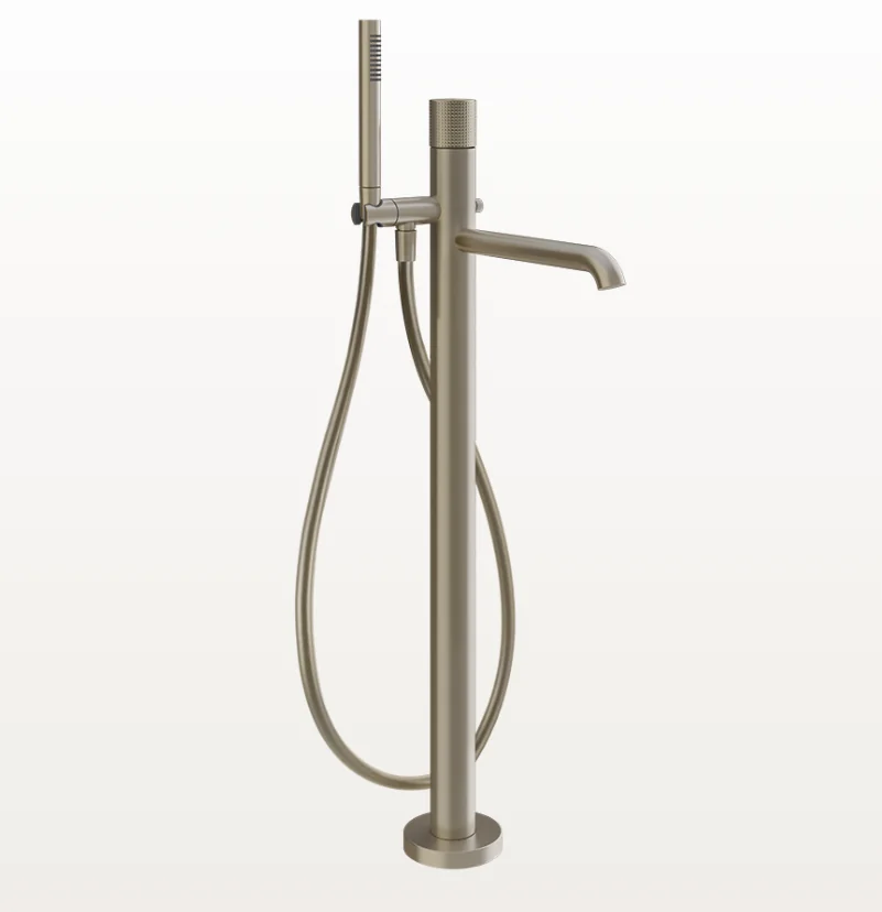 Смеситель для ванны и душа, Gessi, Habito Cesello, напольный, цвет-Finox Brushed Nickel