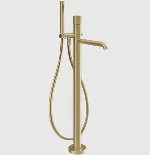 Смеситель для ванны и душа, Gessi, Habito Rigato, напольный, цвет-Brushed Brass PVD