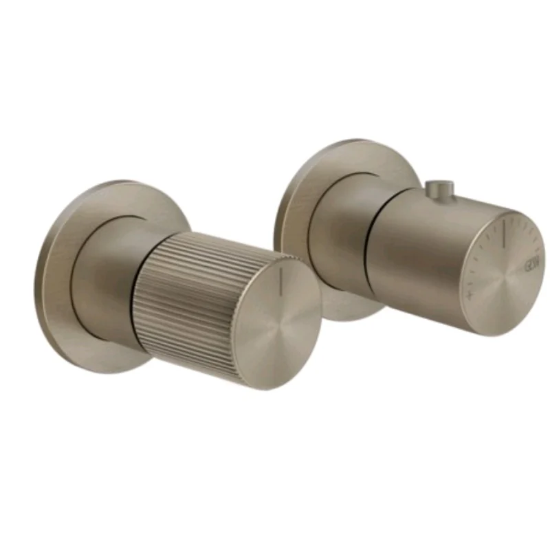 Смеситель для душа, Gessi, Habito Rigato, на 2 потребителя, цвет-Finox Brushed Nickel