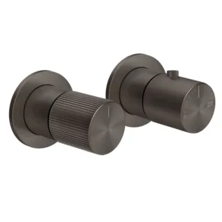 Смеситель для душа, Gessi, Habito Rigato, на 2 потребителя, цвет-Black Metal Brushed PVD