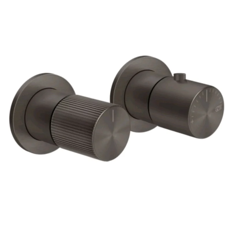 Смеситель для душа, Gessi, Habito Rigato, на 2 потребителя, цвет-Black Metal Brushed PVD