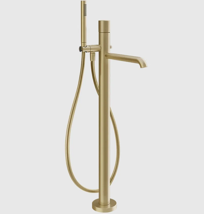 Смеситель для ванны и душа, Gessi, Habito Diamantato, напольный, цвет-Brushed Brass PVD