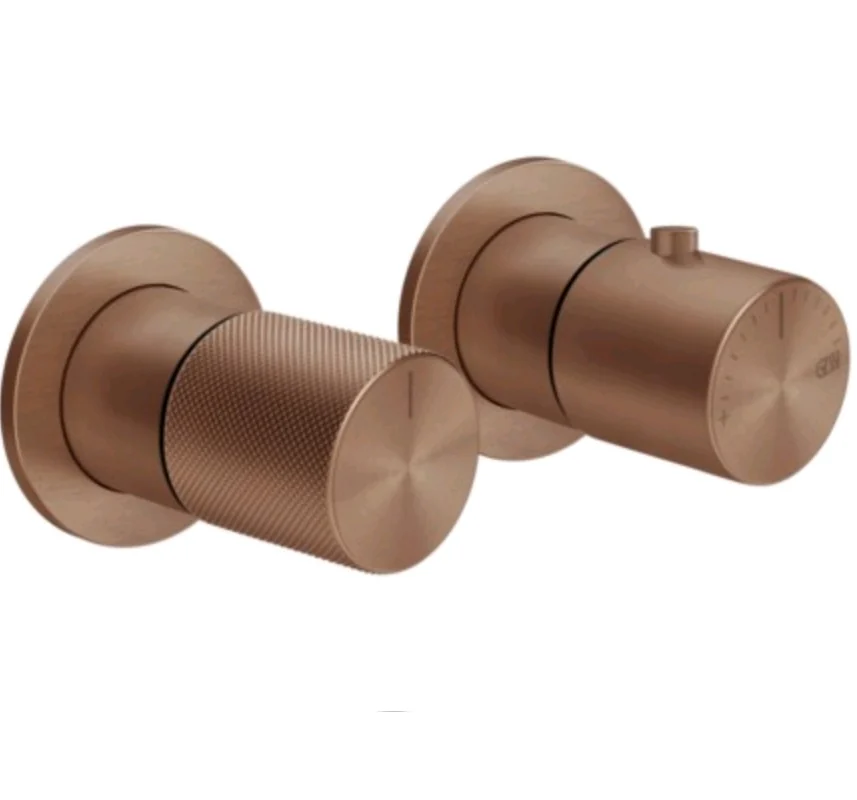 Смеситель для душа, Gessi, Habito Diamantato, на 2 потребителя, цвет-Copper Brushed PVD