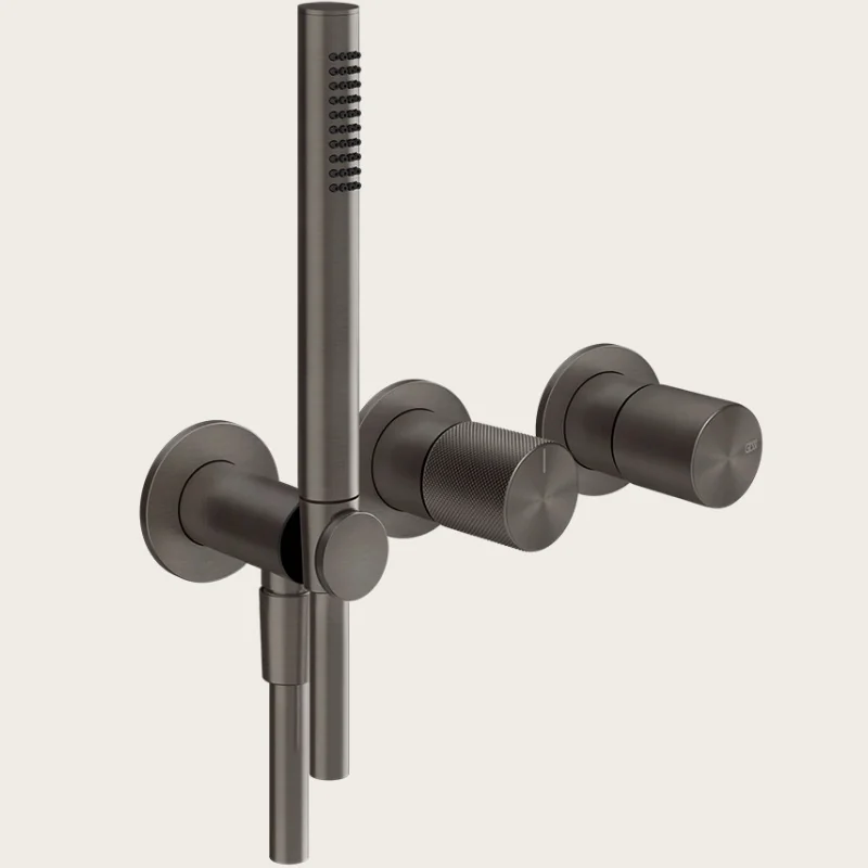 Смеситель для душа, Gessi, Habito Diamantato, на 2 потребителя, цвет-Black Metal Brushed PVD