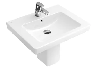 Раковина, Villeroy&Boch, Subway 2.0, шг 550*440, отверстия для смесителя-1 сквозное, 2 промаркированных, CeramicPlus, цвет-альпийский белый