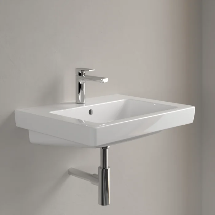 Раковина, Villeroy&Boch, Subway 2.0, шгв 600*470*150, отверстия для смесителя-1 сквозное, 2 промаркированных, цвет-альпийский белый