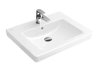 Раковина, Villeroy&Boch, Subway 2.0, шг 650*470, отверстия для смесителя-1 сквозное, 2 промаркированных, цвет-альпийский белый
