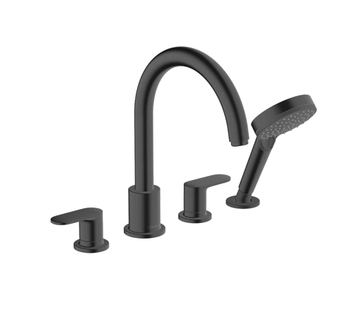 Смеситель для ванны и душа, Hansgrohe, Vernis Blend, на борт ванны, цвет-черный матовый