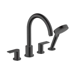 Смеситель для ванны и душа, Hansgrohe, Vernis Shape, на борт ванны, цвет-черный матовый