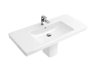 Раковина, Villeroy&Boch, Subway 2.0, шг 800*470, отверстия для смесителя-1 сквозное, 2 промаркированных, CeramicPlus, цвет-альпийский белый