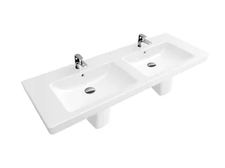 Раковина, Villeroy&Boch, Subway 2.0, шг 1300*470, отверстия для смесителя-2 сквозных, 4 промаркированных, CeramicPlus, цвет-альпийский белый — иконка