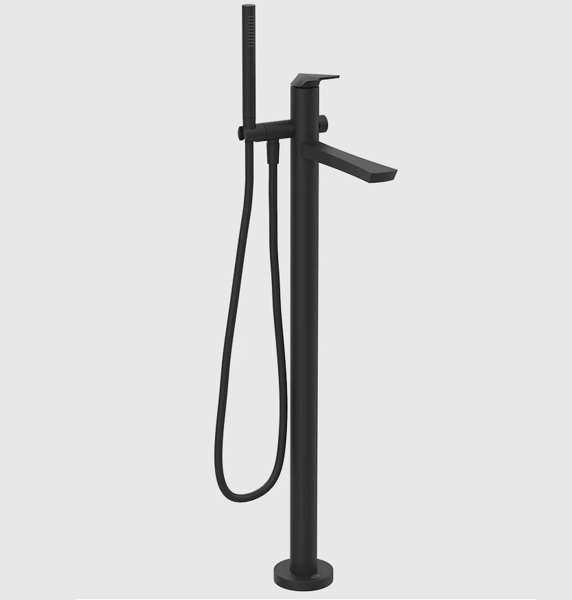 Смеситель для ванны и душа, Gessi, Ventaglio, напольный, цвет-черный матовый
