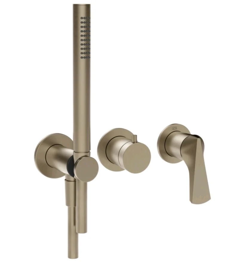 Смеситель для душа, Gessi, Ventaglio, на 2 потребителя, цвет-Finox Brushed Nickel