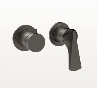 Смеситель для душа, Gessi, Ventaglio, на 2 потребителя, настенный встраиваемый, цвет-Black Metal Brushed PVD