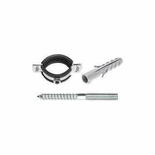 Хомут, Конкреп, 2S, сантехнический, 3/8"-1/2", 17-23 мм, с дюбелем и шурупом, в пакете Зиплок, оцинкованная сталь