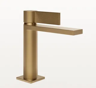Смеситель для раковины, Gessi, Inverso Rigato, цвет-Warm Bronze Brushed PVD