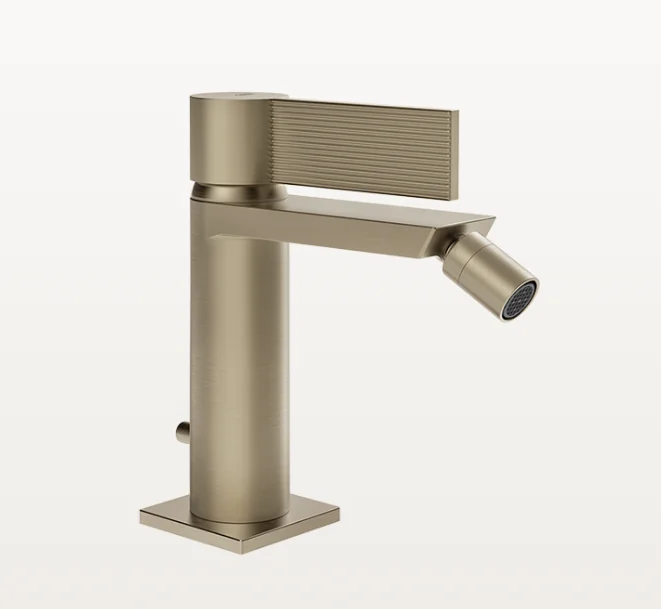 Смеситель для биде, Gessi, Inverco Rigato, цвет-Finox Brushed Nickel