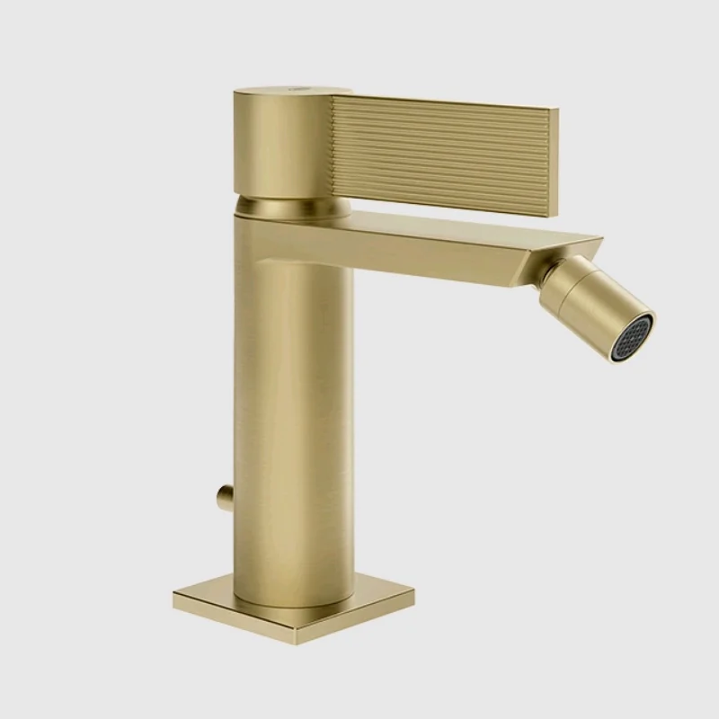 Смеситель для биде, Gessi, Inverco Rigato, цвет-Brushed Brass PVD