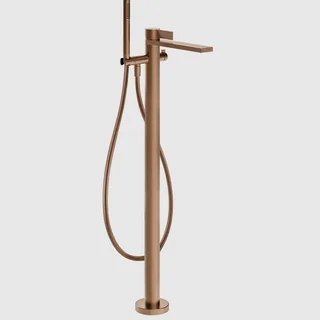 Смеситель для ванны и душа, Gessi, Inverso Rigato, напольный, цвет-Copper Brushed PVD