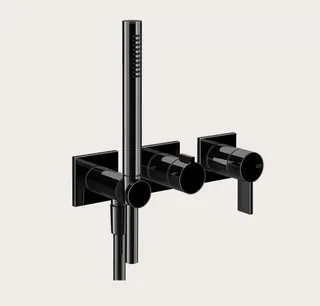 Смеситель для душа, Gessi, Inverco Rigato, на 2 потребителя, цвет-Black Metal PVD