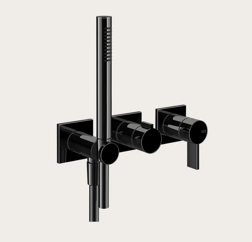 Смеситель для душа, Gessi, Inverco Rigato, на 2 потребителя, цвет-Black Metal PVD