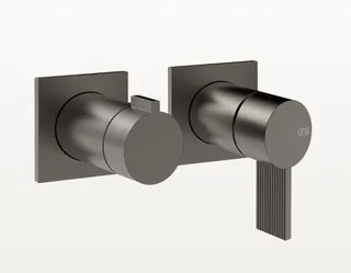 Смеситель для душа, Gessi, Inverco Rigato, на 2 потребителя, цвет-черный металл брашированный PVD — иконка
