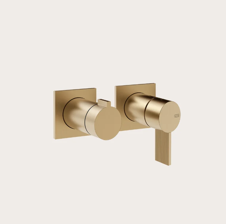 Смеситель для душа, Gessi, Inverco Rigato, на 2 потребителя, цвет-Warm Bronze Brushed PVD
