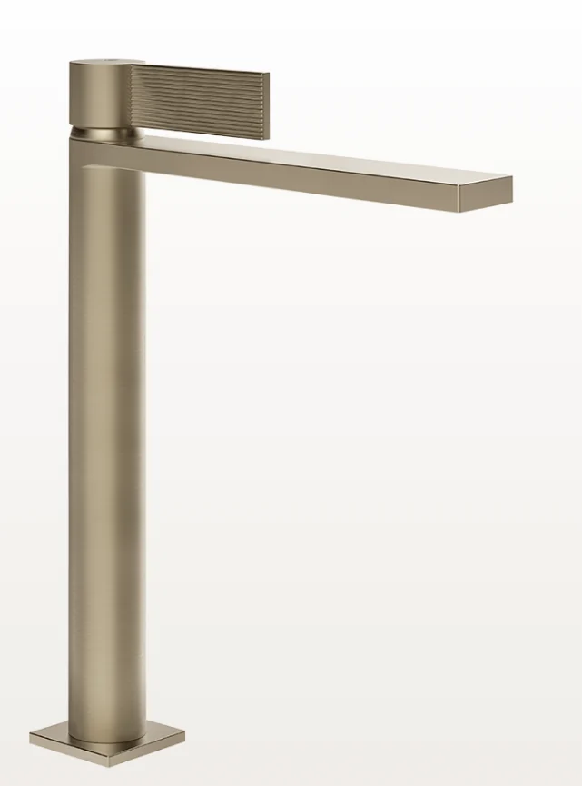 Смеситель для раковины, Gessi, Inverco Rigato, цвет-Finox Brushed Nickel