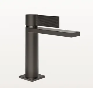 Смеситель для раковины, Gessi, Inverco Rigato, цвет-черный металл брашированный PVD