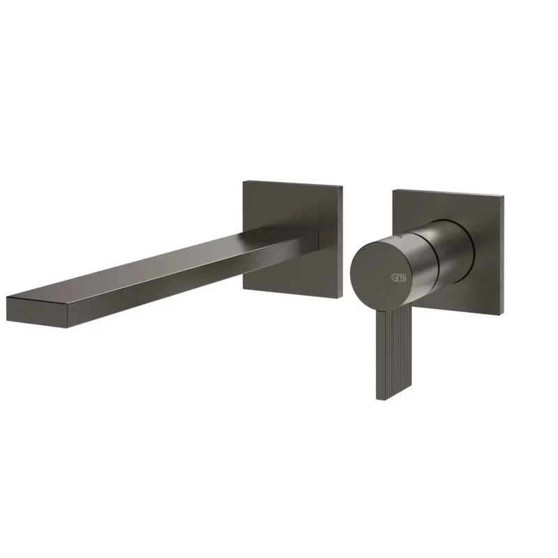 Смеситель для раковины, Gessi, Inverso Rigato, цвет-Black Metal Brushed PVD