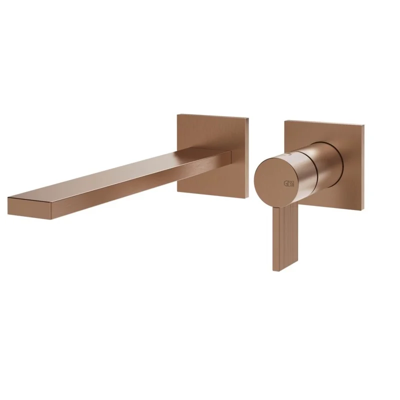 Смеситель для раковины, Gessi, Inverso Rigato, цвет-Copper Brushed PVD