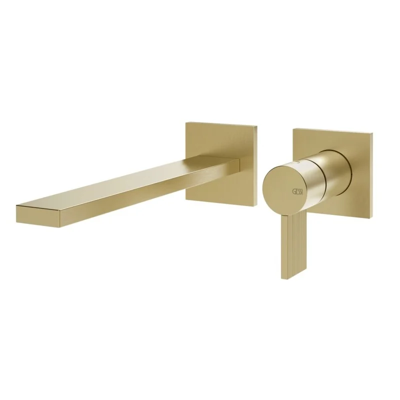Смеситель для раковины, Gessi, Inverso Rigato, цвет-Brushed Brass PVD