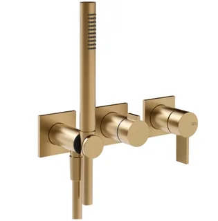 Смеситель для душа, Gessi, Inverso Diamantato, на 2 потребителя, цвет-Warm Bronze Brushed PVD