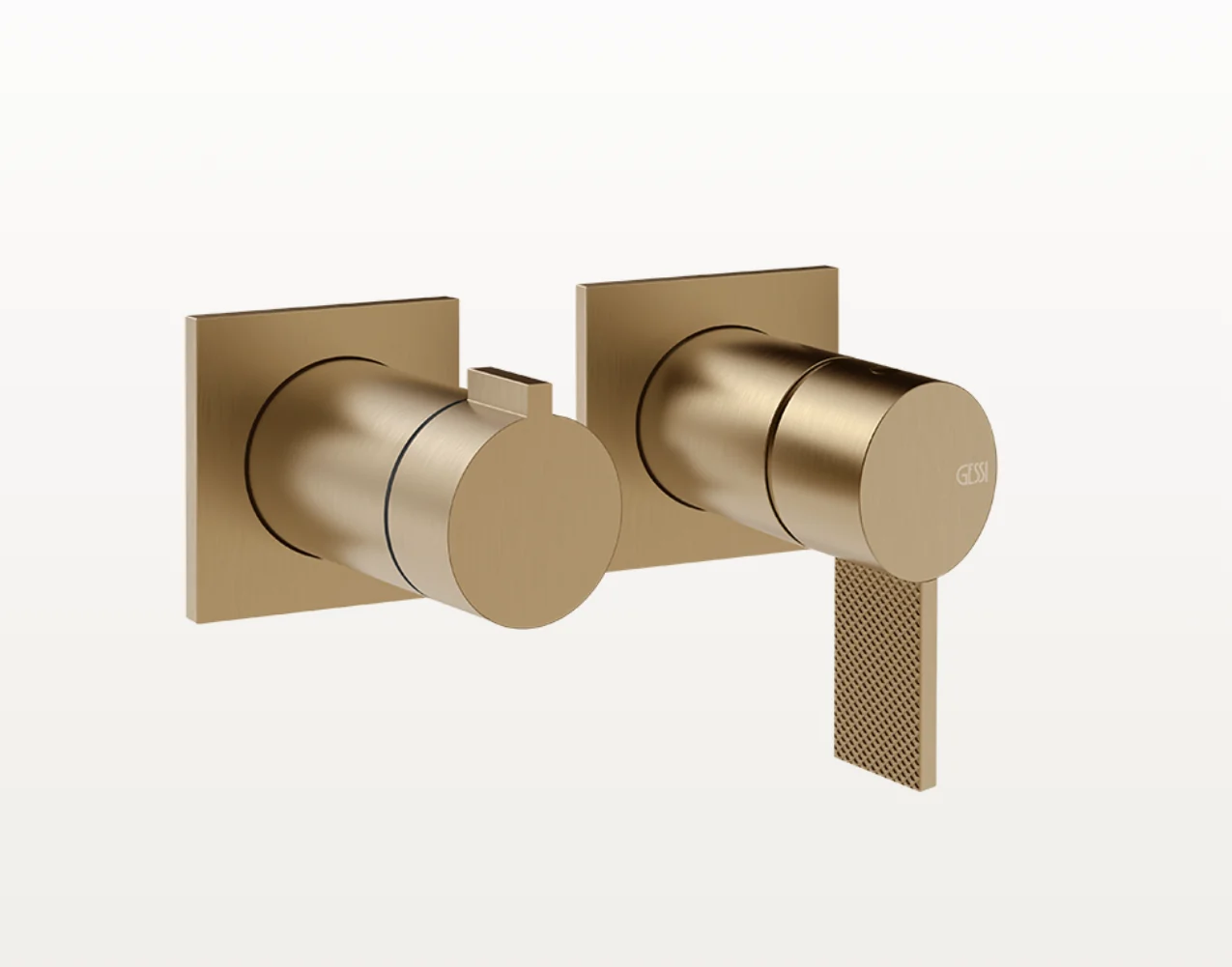Смеситель для душа, Gessi, Inverso Diamantato, на 2 потребителя, настенный встраиваемый, цвет-Deep Bronze Brushed PVD