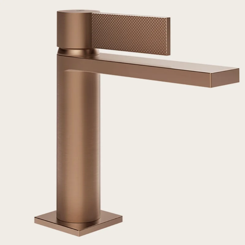 Смеситель для раковины, Gessi, Inverso Diamantato, цвет-Copper Brushed PVD