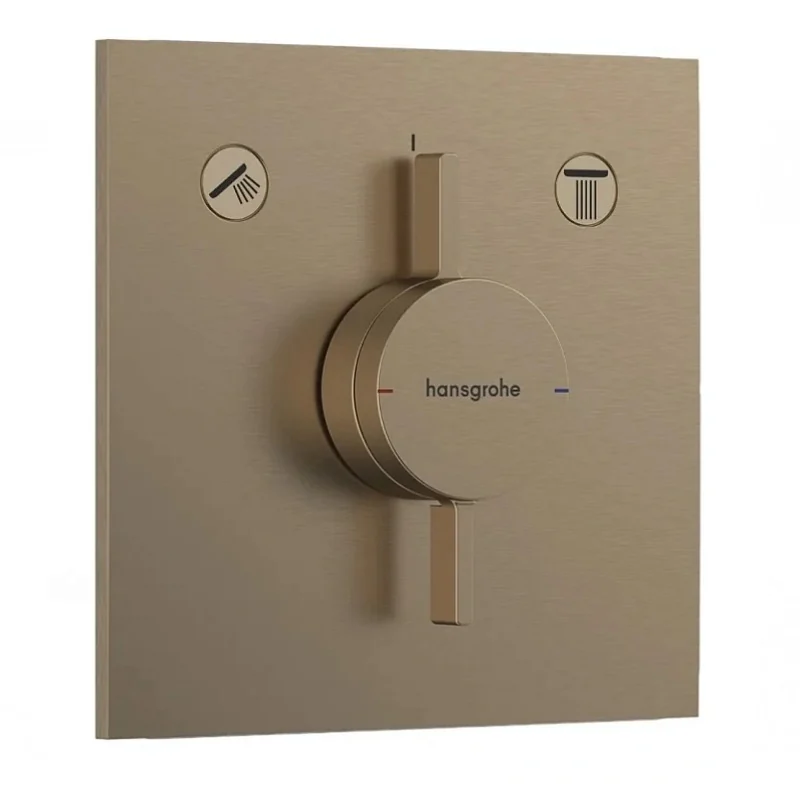 Смеситель для душа, Hansgrohe, DuoTurn E, на 2 потребителя, настенный встраиваемый, цвет-бронза шлифованная