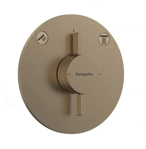 Смеситель для душа, Hansgrohe, DuoTurn S, на 2 потребителя, настенный встраиваемый, цвет-шлифованная бронза