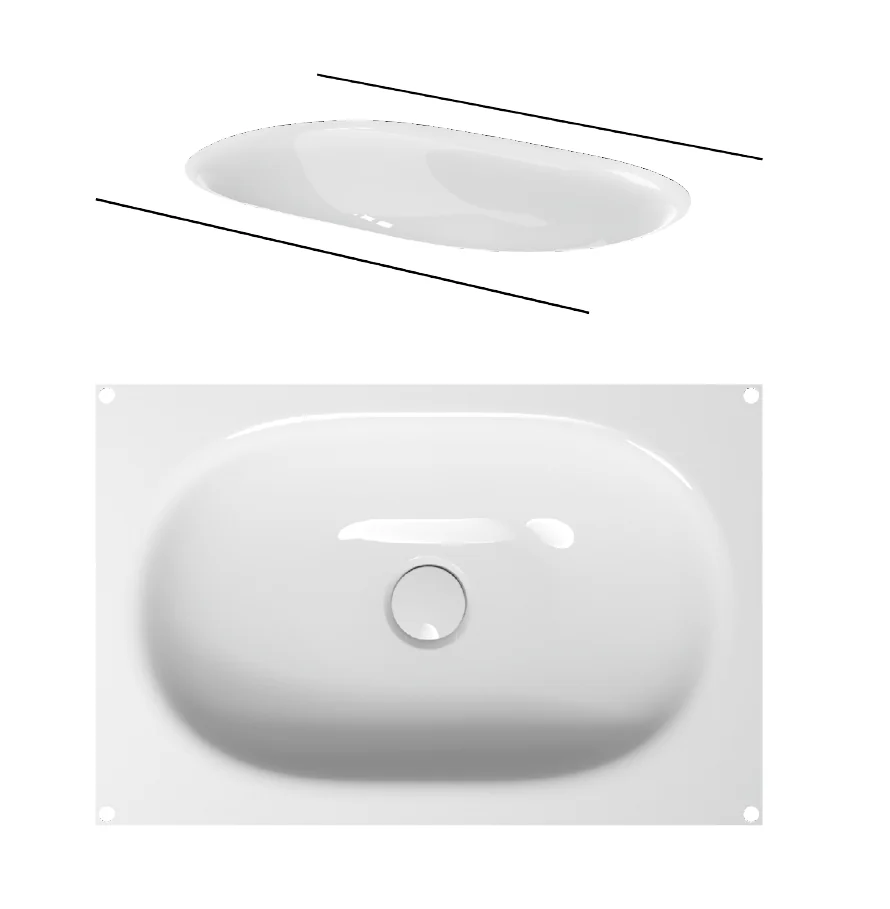 Раковина, Bette, BetteComodo, шгв 574*380*120, отверстия для смесителя-отсутствуют, BetteGlasur® Plus, цвет-белоснежный матовый (Snow)