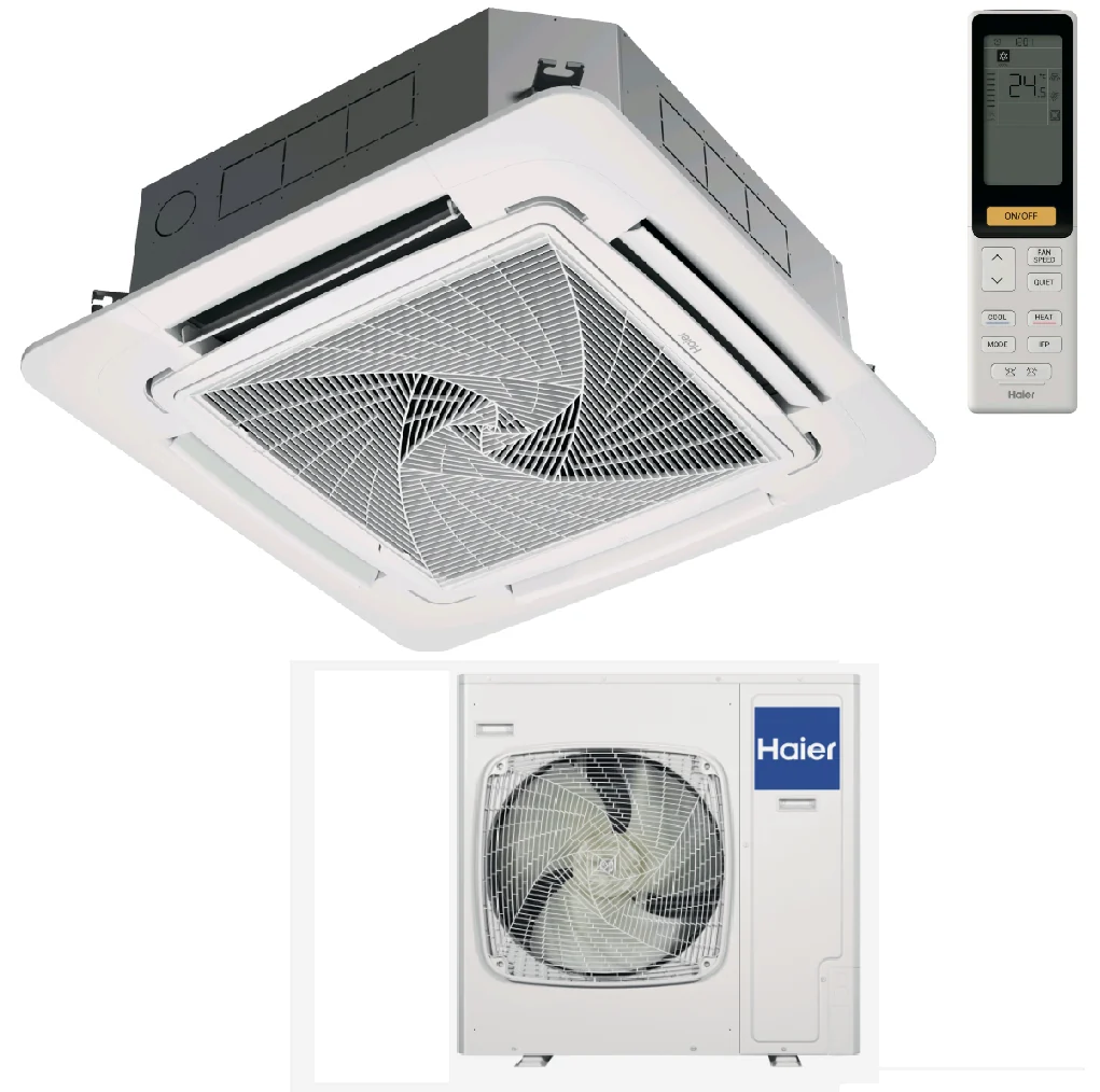 AB140S2SR1FA / 1U140S2SN2FA / PB-950QB, Сплит-система, Haier, Super Match Plus, кассетная, 4-х поточная с круговым потоком, с ИК пультом