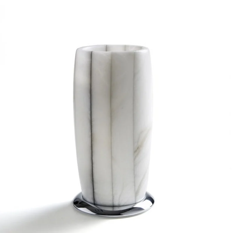 Стакан, 3SC, Rigato, шгв 80*80*150, цвет-Polished Nickel/Alabaster