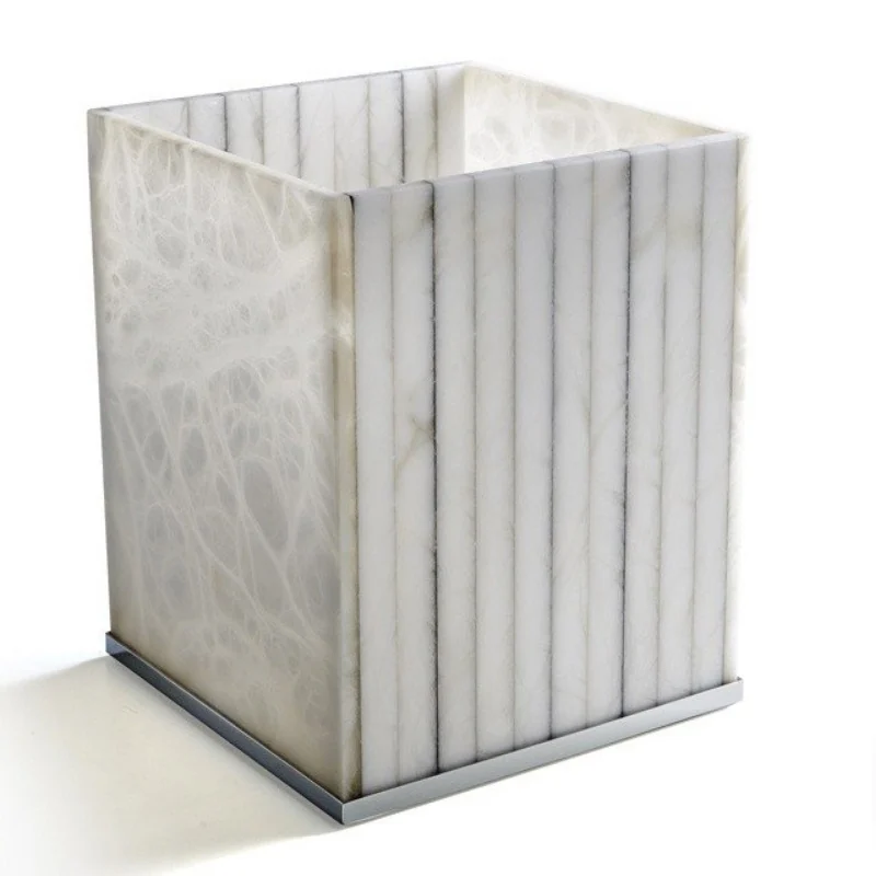 Урна, 3SC, Rigato, без крышки, шгв 200*200*250, цвет-Alabaster/Polished Nickel