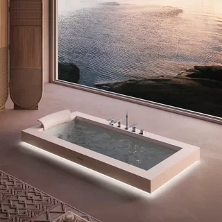 Гидромассажная ванна, Jacuzzi, Aura Uno Corian, шгв 1850*950*660, цвет ванны/смесителя-белый/хром