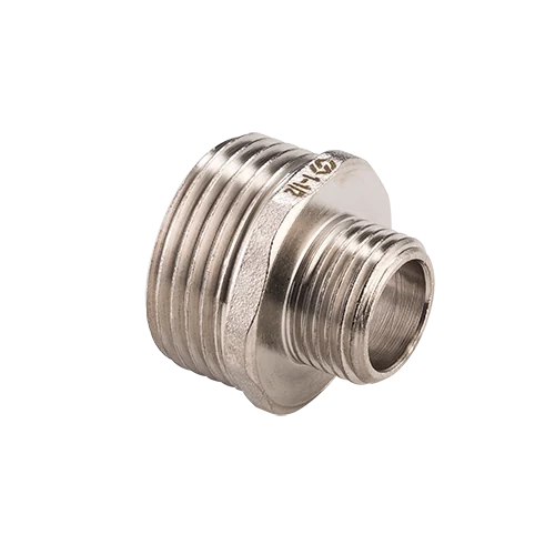 Ниппель, 1/2" х 3/8", НН, переходной, латунь никелированная