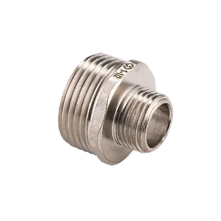 Ниппель, 1 1/2" х 1/2", НН, переходной, латунь никелированная