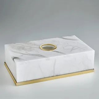 Диспенсер для бумажных салфеток, 3SC, Baster Round, шгв 265*155*75, цвет-Alabaster/Matt Gold 24Kt — иконка