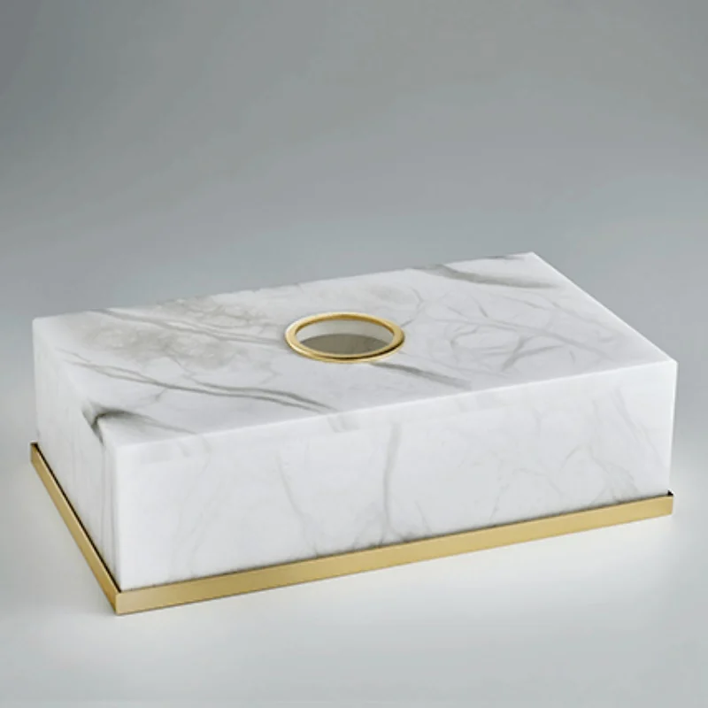 Диспенсер для бумажных салфеток, 3SC, Baster Round, шгв 265*155*75, цвет-Alabaster/Matt Gold 24Kt