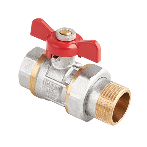 Кран-американка шаровой, AquaHit, 3/4", НВ, PN 25, ручка-бабочка, с полусгоном