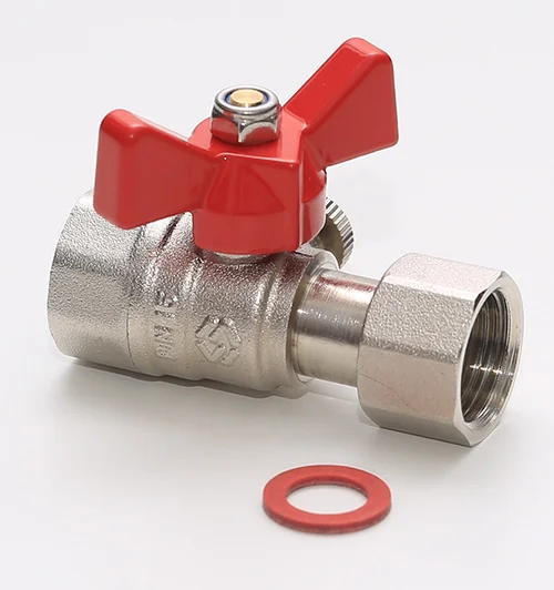 Кран шаровой, Premium, 1/2" х 1/4", НВ, PN 16, ручка-бабочка, для подключения манометра