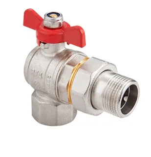 Кран-американка шаровой, Premium, ГОСТ, угловой, 3/4", НВ, PN 40, ручка-бабочка, с полусгоном
