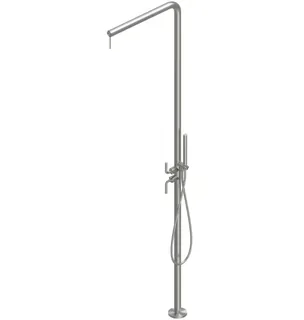 Душевая стойка, Quadro design, Levo, уличная, цвет-Steel Brushed